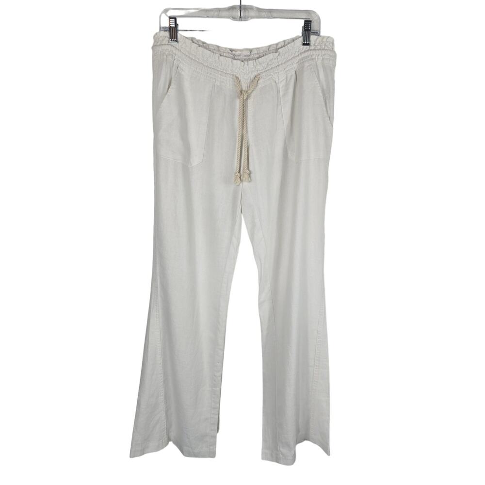 Roxy Cream Linen Blend Front Back Pockets Women's Pants L